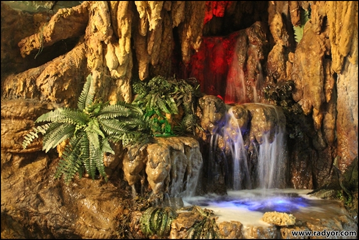 Nice waterfall in artificial cave